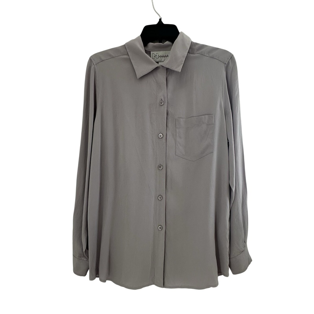 Vtg Nygard Collection Womens 100% Silk Button‎ Up Shirt S Lavender L/S Old Money